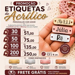 Etiqueta de Acrilico Personalizada - PROMOÇÃO