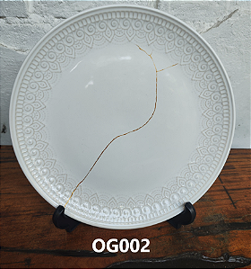 Prato de Ceramica Redondo Grande (Restaurado) Kintsugi