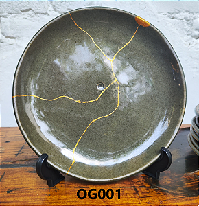 Prato de Ceramica Redondo Grande (Restaurado) Kintsugi HIDEKO