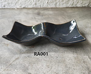 Prato de  Ceramica Duplo (Restaurado) Kintsugi Azul Hideko