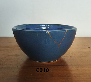 Chawan de Ceramica Medio Decorado Kintsugi Azul