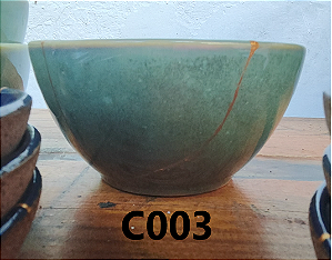 Chawan de Ceramica Medio Decorado Kintsugi Verde