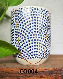 Copo de Ceramica  Decorado Kintsugi Tokyo Coraçoes