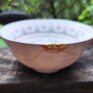 Chawan de Ceramica Grande Marrom (Restaurado) Kintsugi