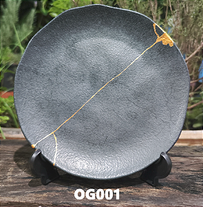 Prato de Ceramica Redondo MedioPorto Brasil (Restaurado) Kintsugi