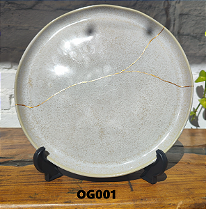 Prato de Ceramica Redondo Grande (Restaurado) Kintsugi Porto Brasil