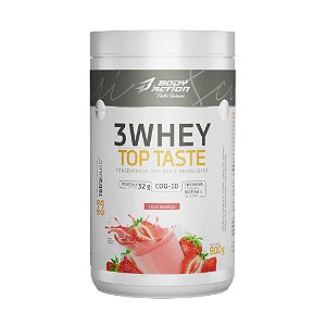 3 WHEY TOP TASTE - SABOR MORANGO 900g - BODYACTION