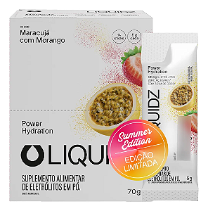 ELETRÓLITOS - SABOR MARACUJA COM MORANGO - CX/ 14 SACHÊS x 5g - LIQUIDZ