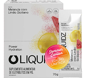 ELETRÓLITOS - SABOR MELANCIA COM LIMAO SICILIANO - CX/ 14 SACHÊS x 5g - LIQUIDZ