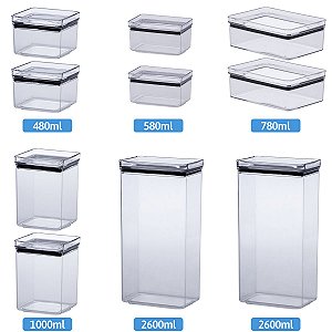 Kit 10 Pote Hermético Lumini Empilhável Acrílico Paramount