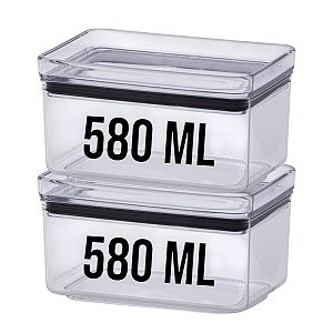 2 Potes Hermético Empilhável Para Condimento Lumini 580ml Co