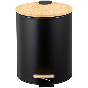 Lixeira Pedal Tampa 5l Bambu Banheiro Escritório Cozinha