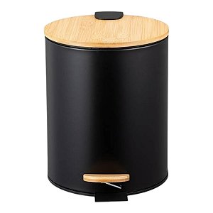 Lixeira Pedal Tampa 12l Bambu Banheiro Escritório Cozinha