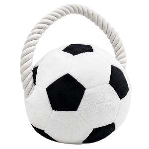 Bola de Futebol de Pelúcia para Cachorro com Puxador Corda Brinquedo Pet