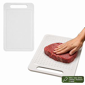 Tábua de Corte Dupla Face 36x23cm com Amaciador de Carne Branca