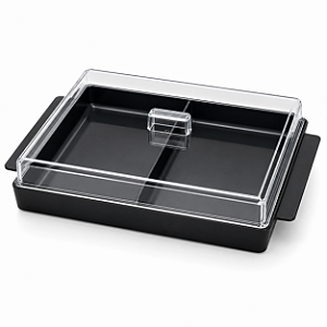 Porta Frios Duplo Preto com Tampa Transparente 2 Compartimentos