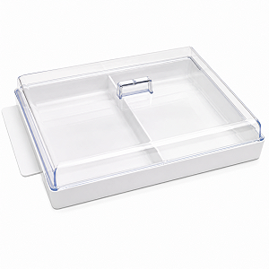 Porta Frios Duplo Branco com Tampa Transparente 2 Compartimentos