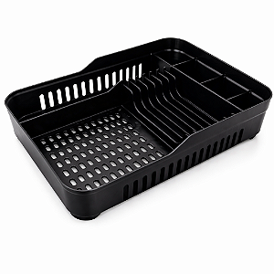 Escorredor de Louças Grande Preto Organizador de Pratos Talheres Copos e Utensílios