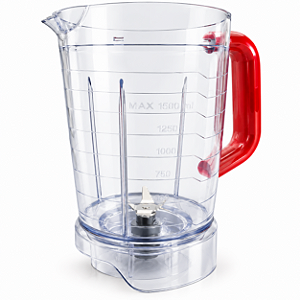 Copo Liquidificador Compatível Semp Easy LI6019 PT VM com Lâmina e Tampa Vermelha