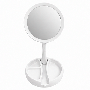 Espelho de Maquiagem LED Dupla Face 1X 10X Dobrável Touch USB Branco