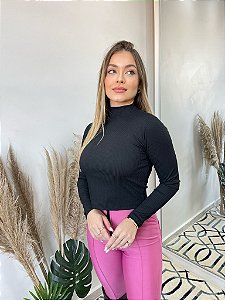 Cropped Canelado Liz Preto