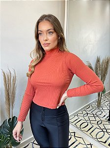Cropped Canelado Liz Terracota