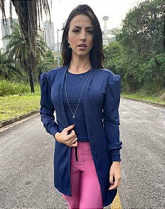 Cardigã Canelado Isis Azul Eclipse