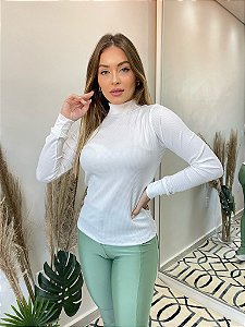 Blusa Gola Alta Canelada Off White