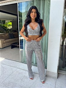 Conjunto de Paetê Cássia Prata