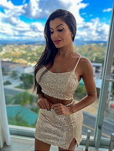 Cropped de Paetê Cris Dourado