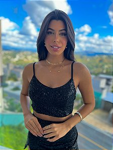 Cropped de Paetê Cris Preto