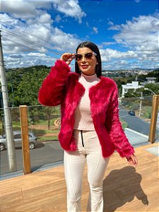 Casaco de Pele Aspen Pink