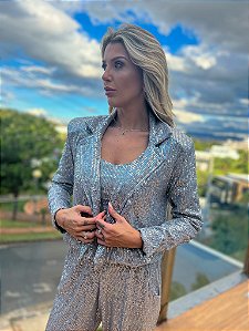 Blazer de Paetê Roma Prata