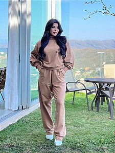 Conjunto de moletom Valentina Camel