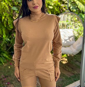 Blusa de Moletom Thais Camel