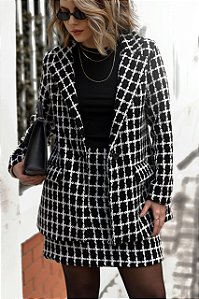Conjunto de Tweed Carol Preto com Branco