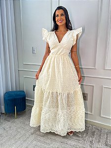 Vestido Glória Longo de Laise Areia