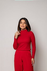 Cropped Canelado Liz  Vermelho
