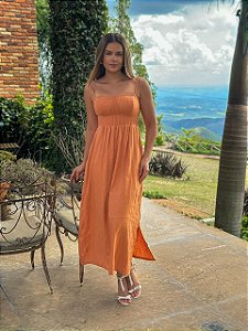 Vestido Clarissa de Linho Terracota