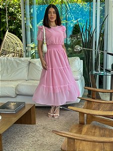 Vestido Rute de Crepe Rosa Bloom
