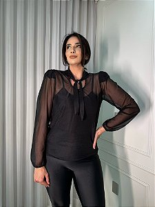 Blusa Roma Tule Preta