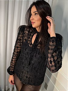 Blusa Roma em Renda Preta