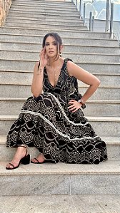 Vestido Diana Bicolor Preto