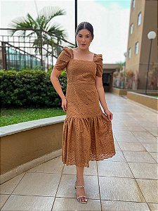 OPORTUNIDADE - Vestido Midi Graça de Laise Camel