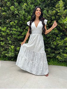 OPORTUNIDADE - Vestido Pérola Longo de Laise Off White