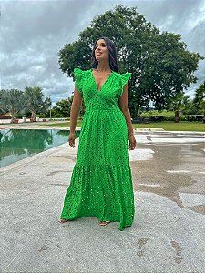 OPORTUNIDADE - Vestido Pérola Longo de Laise Verde