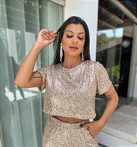 OPORTUNIDADE - Cropped de Paetê Júlia Dourado