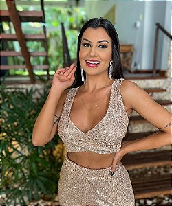 OPORTUNIDADE - Top de Paetê Nina Dourado