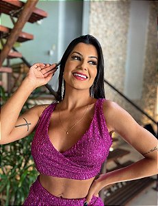 OPORTUNIDADE - Top de Paetê Nina Pink