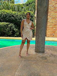 OPORTUNIDADE - Vestido de Paetê Catarina Dourado